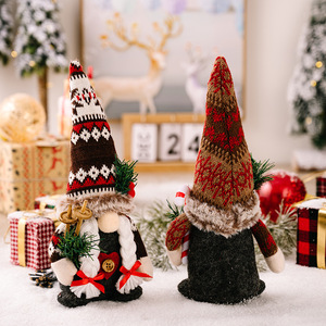 Sombrero de punto Rudolph Doll con ramas de <span class=keywords><strong>pino</strong></span> Decoraciones navideñas Adornos enanos sin rostro para decoraciones de bolas y árboles - Product Image 3