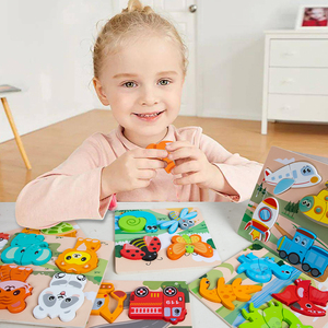 Blocchi 3D <span class=keywords><strong>Montessori</strong></span>, <span class=keywords><strong>Puzzle</strong></span> con Animali e Veicoli, Tavola di Abbinamento Cognitivo, <span class=keywords><strong>Puzzle</strong></span> Educativi per Bambini e Bambine - Product Image 3