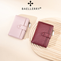 Dompet Mini Baellerry Slim dari Kulit PU Anti-RFID dengan Lapisan Poliester, Penutup Ritsleting, Desain Fashion, Tempat Kartu Kredit