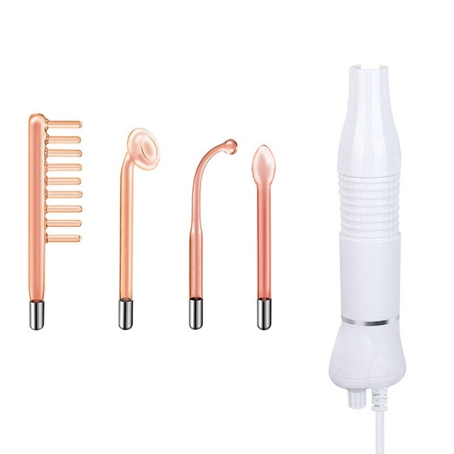 IFINE Beauty 2024 4-in-1 Three Lights High Frequency Facial Hair Skin Therapy Wand Orange/Purple Light 10W 5pcs Glass Electrode
