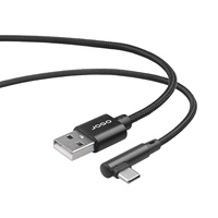 Kabel USB a ke Type C Sudut Kanan 90 Derajat USB2.0 480Mbps Cangkang Aluminium Berlapis Nikel Kabel Data Pengisian Daya USB C Berlapis Katun