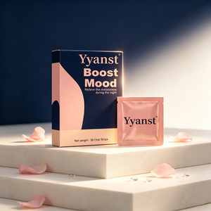 Bandes buccales Premium Boost Mood pour soulager l'agitation nocturne, favoriser un sommeil réparateur, 30 unités, complément alimentaire pour la nuit dans une boîte rose et bleue - Product Image 2