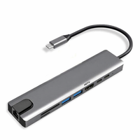 Hub USB-C 8 en 1, adaptateur multiport, sortie HDTV 4K, Ethernet Gigabit, 100W PD, lecteur de carte pour ordinateur portable, tablette, téléphone