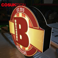 Cosun boîte à lumière acrylique lettre ronde panneaux double face base métallique blister boîte à lumière led