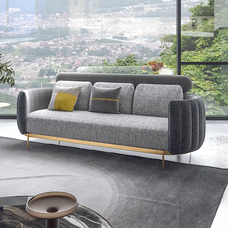 Set Sofa Kulit Kain Beludru Kualitas Tinggi, Set Furniture Desain Modern Mewah Ruang Tamu Sofa untuk Rumah 5501