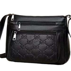 Nouveau style, sac à bandoulière en PU durable et imperméable pour femme d'âge mûr, mère-épouse, avec nœud et fermeture éclair, doublure en polyester - Product Image 1