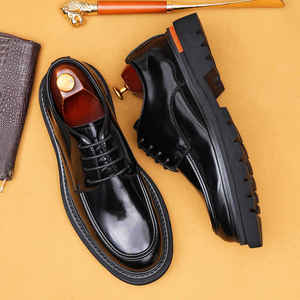 Chaussures Richelieu pour hommes en cuir véritable de haute qualité, style décontracté et habillé, à lacets, bout fermé, antidérapantes, semelle en caoutchouc, modèle Evergreen 2025 - Product Image 3