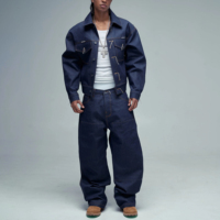 Ensemble en Jean Personnalisé de Haute Qualité, Veste et Pantalon Jean Unisexe Surdimensionnés, Costume en Jean Lourd 14 Oz pour Homme, Tenue en Jean
