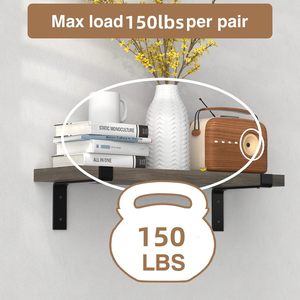 12 inç duvar rafı parantez maç 11.25 "kurulu, ağır siyah Metal, garaj, mutfak, çamaşır odası yüzen raflar - Product Image 5