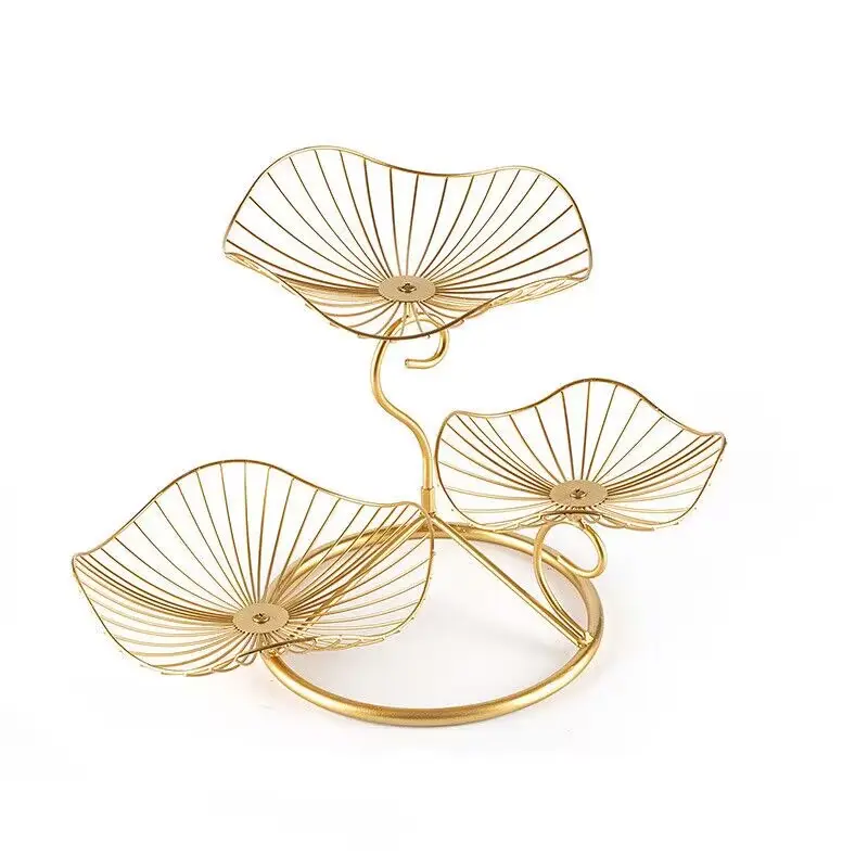 Modern Lotus Shape Fruit Bowls for Kitchen Counter Table Metal Wire Fruit Holder Storage Trays