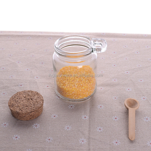 8oz gia vị Tắm muối lọ thủy tinh với muỗng và nút chai bằng gỗ tre Nắp - Product Image 2