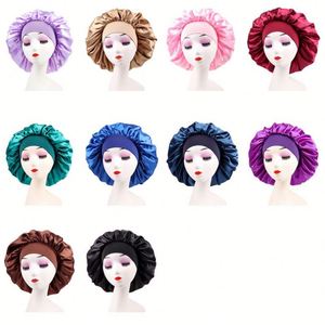 Large Wrap Cap Satin Bonnets Elastic Wide Band Hair Bonnet for Black Women <b>Braids</b> Night Sleeping Caps - Product Image 4