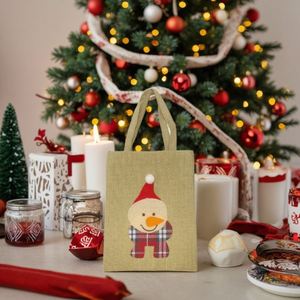 Sac fourre-tout en lin personnalisé pour cadeaux de Noël, emballage textile pour cadeaux de fêtes - Product Image 3