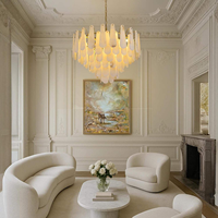 Lustre LED moderne et luxueux en cuivre à hauteur réglable, suspension en albâtre pour hôtel, îlot de cuisine, salle à manger, chambre à coucher