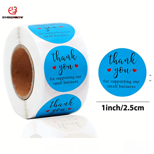 EBB Custom <b>Waterproof</b> Round Thank You Stickers Glossy Sticker Roll Ins Style Candle Gift Packaging Adhesive <b>Labels</b> - Product Image 1