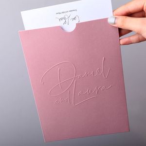 Cartes de remerciement personnalisées de luxe avec enveloppe, pochette pour facture, logo en relief, impression sur l'enveloppe - Product Image 4