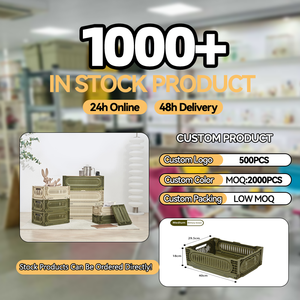 Bán buôn tùy chỉnh ngoài trời có thể gập lại hộp lưu trữ Stackable PP thả cắm trại lưu trữ đóng mở giỏ với nắp bằng gỗ - Product Image 6