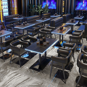 Conjunto de Mesa y Sillas de <span class=keywords><strong>Bar</strong></span> Modernas con Asientos de Cuero Sintético para Uso Comercial en Exteriores en Restaurantes y Bares - Product Image 3