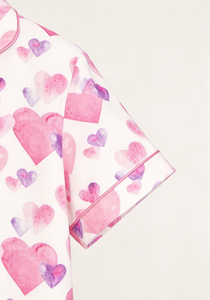 Set Pigiama Corto in Raso per Bambine con Stampa 'Lots of Kisses', Adorabile Completo Estivo - Product Image 6