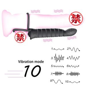 セックスアシスタントおもちゃ10振動周波数男性着用ロックエッセンス遅延ペニスコックリングバイブレーター - Product Image 1