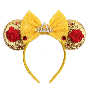 Accessoires de cheveux faits à la main paillettes paillettes couronne bandeau princesse fête tête porter souris oreilles arc bandeau pour les filles - Product Image 2