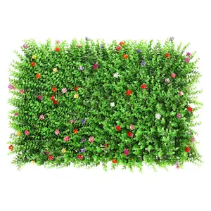 플라스틱 녹색 잔디 벽 회양목 울타리 꽃 인공 식물 녹색 잔디 벽 수직 정원 홈 장식