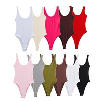 Nouvelle Arrivée Été – Combinaison Camisole Extensible Unie en Maille Côtelée Style Européen/American, Coupe Slim, Vente en Gros pour le Commerce International