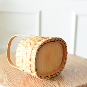 Woven Flower <b>Baskets</b> <b>With</b> <b>Handle</b> Circle Shape Storage <b>Basket</b> For Home Decor - Product Image 4