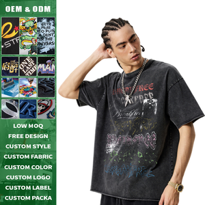 275 Grams Streetwear Oversized Slogan T Shirt <b>Distressed</b> Font Digital Print Heavy Cotton Casual Short Sleeve Solid <b>Top</b> - Product Image 1