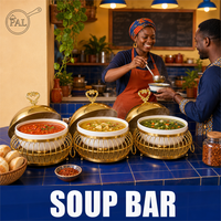 Plat de service en acier inoxydable doré de 2 L avec couvercle en dôme et support en cage pour buffet d'hôtel et service de banquet (vente en gros)