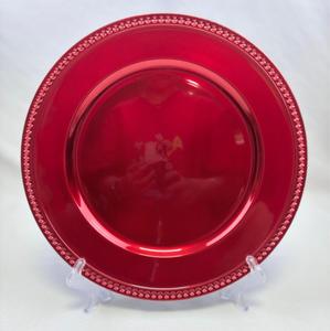Assiettes rondes de luxe écologiques lavables de 13 pouces en plastique perlé <span class=keywords><strong>rouge</strong></span> pour mariage, traiteur, événement, fête - Product Image 1