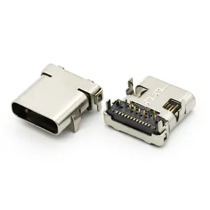 24Pin DIP + SMT 타입 탑 마운트 USB 타입 C 암 커넥터