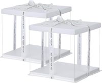 Grandes Boîtes d'Emballage Transparentes en PET Clair, Magnifiques Conteneurs Hauts pour Gâteaux, Transporteurs pour Mariages et Anniversaires avec Ruban