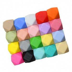 ลูกปัดซิลิโคนเกรดอาหารสีสันสดใสขนาด 14 มม. รูปทรงไม่สม่ำเสมอ สำหรับทำสายคล้องจุกนมหลอกเด็ก ขายส่ง - Product Image 1