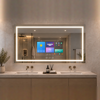 Miroir intelligent LED de luxe avec écran tactile, anti-buée, haut-parleur Bluetooth, WiFi, pour hôtels 5 étoiles et projets commerciaux