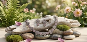 Elegant Floral Pastel Pink Oxydized <b>Silver</b> <b>Choker</b> Set with Earrings Traditional Statement Jewelry for Women Festival Fashion - Product Image 2