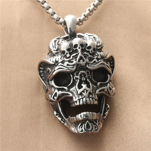 Yunnique – collier avec pendentif tête de mort en acier inoxydable pour hommes, Design géométrique rétro, 190138 - Product Image 1