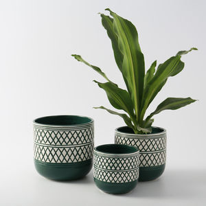 Planteur de fleurs de petite dimension, 12 pièces, décoration de bureau d'hôtel bon marché, vert mat, <span class=keywords><strong>avec</strong></span> gaufré - Product Image 1