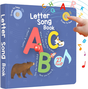 Livre interactif de chansons et de lettres pour enfants de 1 an, disponible en usine OEM, avec 26 chansons de <span class=keywords><strong>l</strong></span>'<span class=keywords><strong>alphabet</strong></span>, mélodies de comptes-rendus et livre sonore personnalisé. - Product Image 1