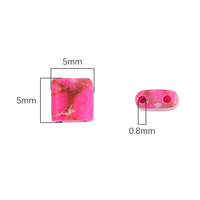 Perle double trou Jaspe noir Pierre impériale carrée DIY Handmade Beading Bracelet Necklace Accessory