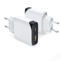 Chargeur mural ultra-fin HNT Mini Slim 20W 30W 45W PD double USB-C à charge rapide pour iPhone Samsung S25 S24 S23 Chargeur de téléphone portable