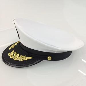 Großhandel Custom White Sailor Captain Cap Kostüm Gestreifte Marine <span class=keywords><strong>Pilot</strong></span> Hut für Sport Casual Beach Party Zubehör Yacht Weiß - Product Image 6