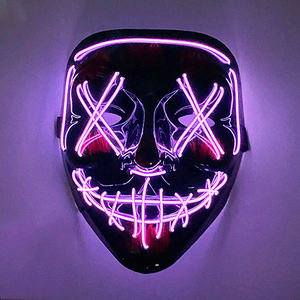 Inalámbrico Scary Glowing Mask <span class=keywords><strong>LED</strong></span> Luminous Purge Mask Halloween Horror Neon Light up Cosplay Party Mask Festival Supplies - Product Image 2