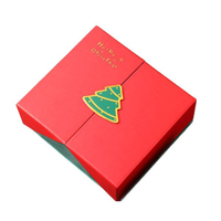 Boîte cadeau de Noël de luxe personnalisée, fermeture magnétique, double porte, boîte d'emballage rigide en carton pour Noël avec logo