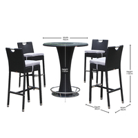 OSMEN Table haute de bar d'extérieur de la tour de Canton Table en osier ou en rotin avec porte-glace pour terrasse de jardin