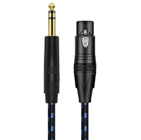 Câble TRS XLR 6.3 plaqué or, gaine en PVC, coque en aluminium, Jack stéréo 6.35mm 1/4 pouce, XLR femelle, amplificateur, lecteur DVD, musique