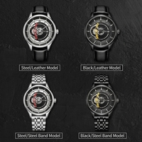 Montre mécanique automatique de luxe pour homme, cadran unique avec roue visible, affichage de la date, bracelet en acier inoxydable, montre de sport étanche