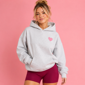 Sudadera con Capucha para Mujer, Manga Larga, Bordado de Corazón, Mezcla de Algodón y Felpa, para Otoño e Invierno, Uso Diario, con Certificación BSCI - Product Image 1