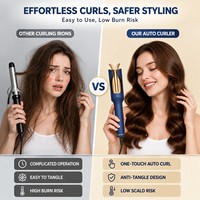 Torlin Online Alat Pengeriting Rambut Otomatis Satu Sentuhan untuk Usaha Kecil, Penyangga Rambut Model Pantai, Pemanas PTC 220 ° C untuk Tongkat Pengeriting Rambut Tipis hingga Tebal