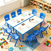Table pour enfants réglable en hauteur et colorée, table d'activités en bois pour tout-petits, table d'étude et de jeu adaptée aux enfants